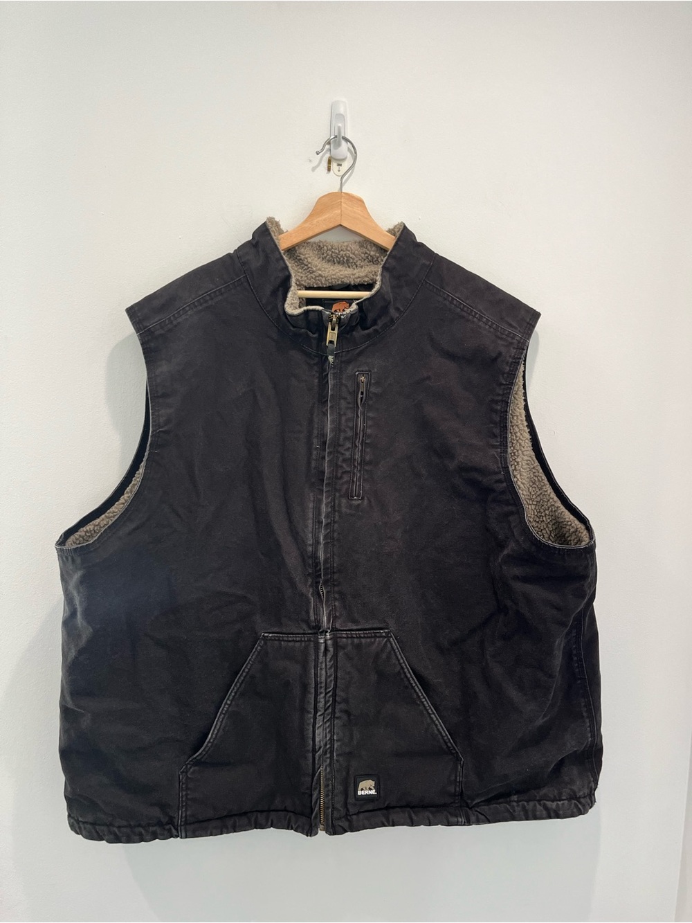 BERNE Black Duck Cloth Sherpa-Lined Workwear Durable Vest